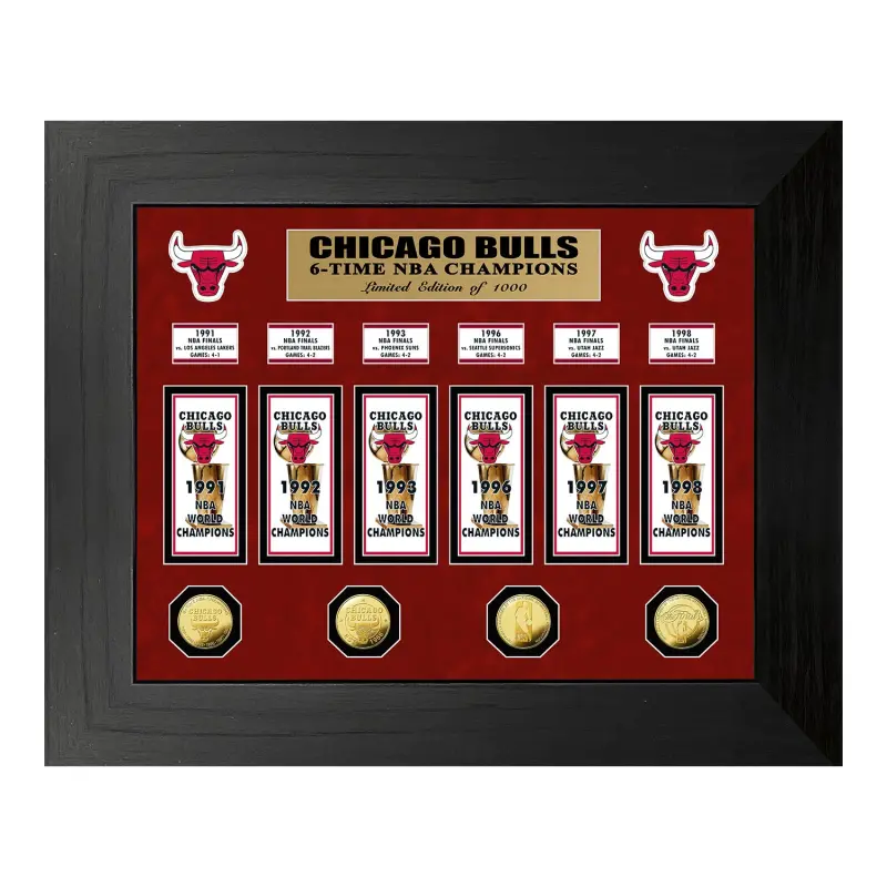 chicago bulls 6-time nba champions deluxe gold coin amp banner collectio