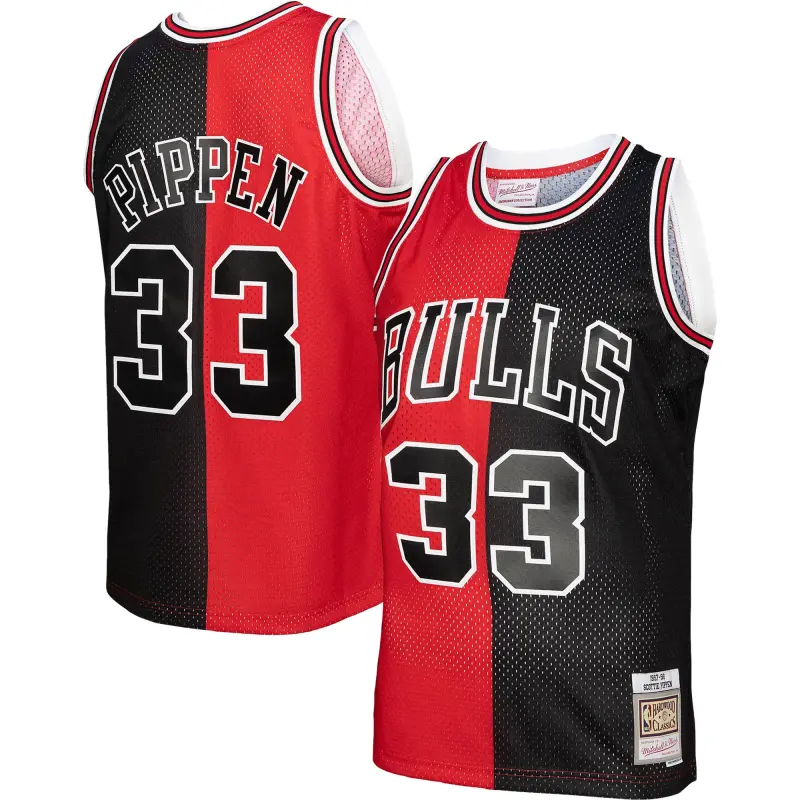 men8217s chicago bulls mitchell amp ness redblack big amp tall hardwood classics 199798 split swingman jersey